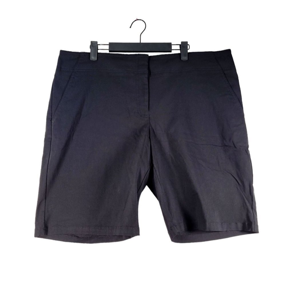 Izod Golf VanHeusen Womens 18 Golf Shorts Dark Blue Black‎ Chino Flat Front NWT